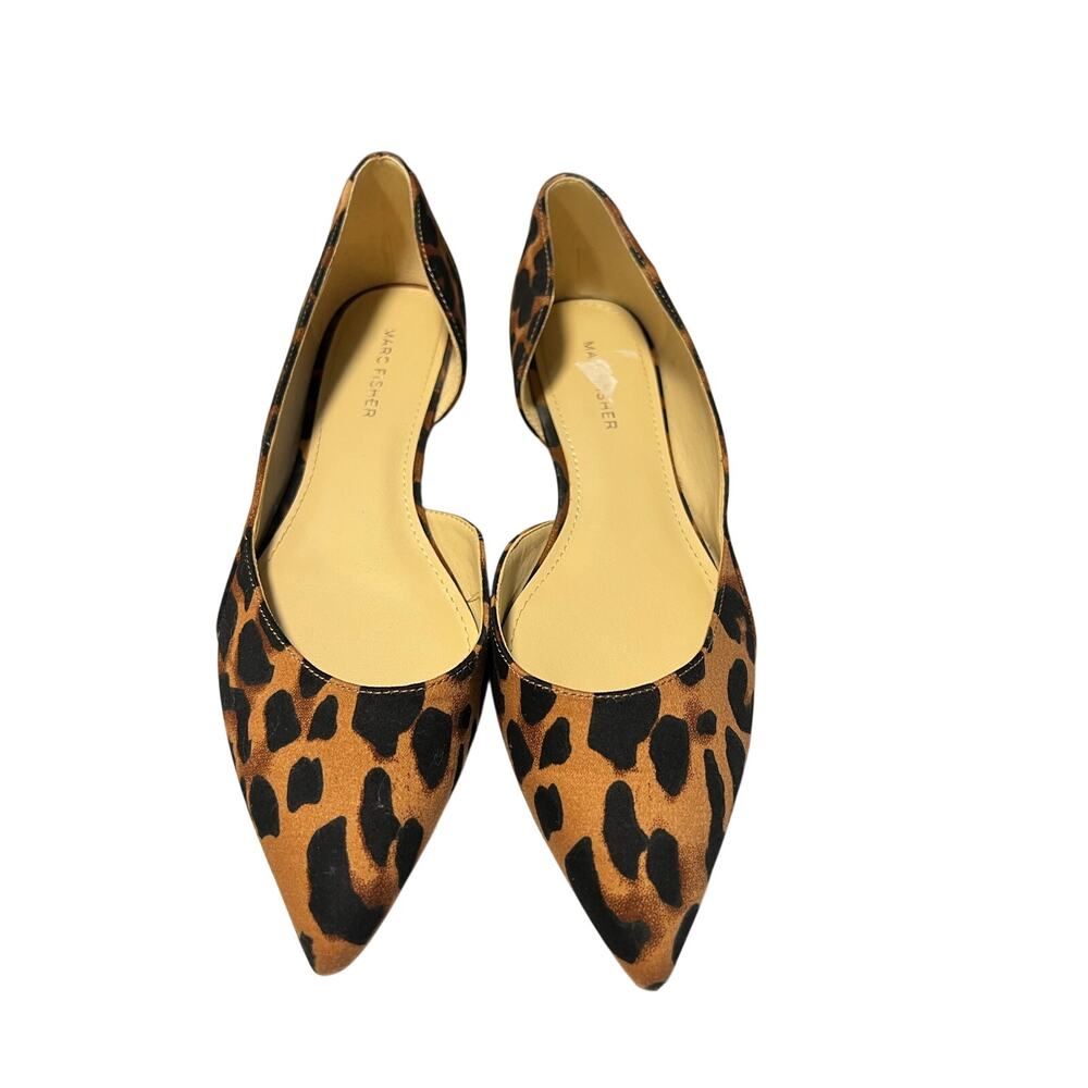 Marc Fisher Women’s Size 8 Leopard Print Pointed Toe D’Orsay Flats Shoes